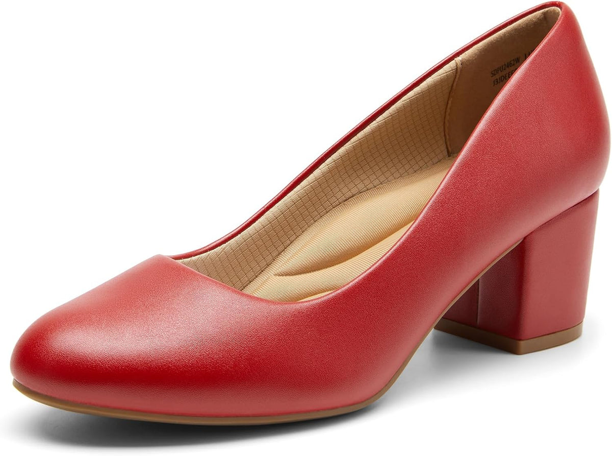 Women's Chunky Block Heel Pumps - 2.24 Inch Heel, 3D Cushioned Insole and Non Slip Outsole for Commuting - 6