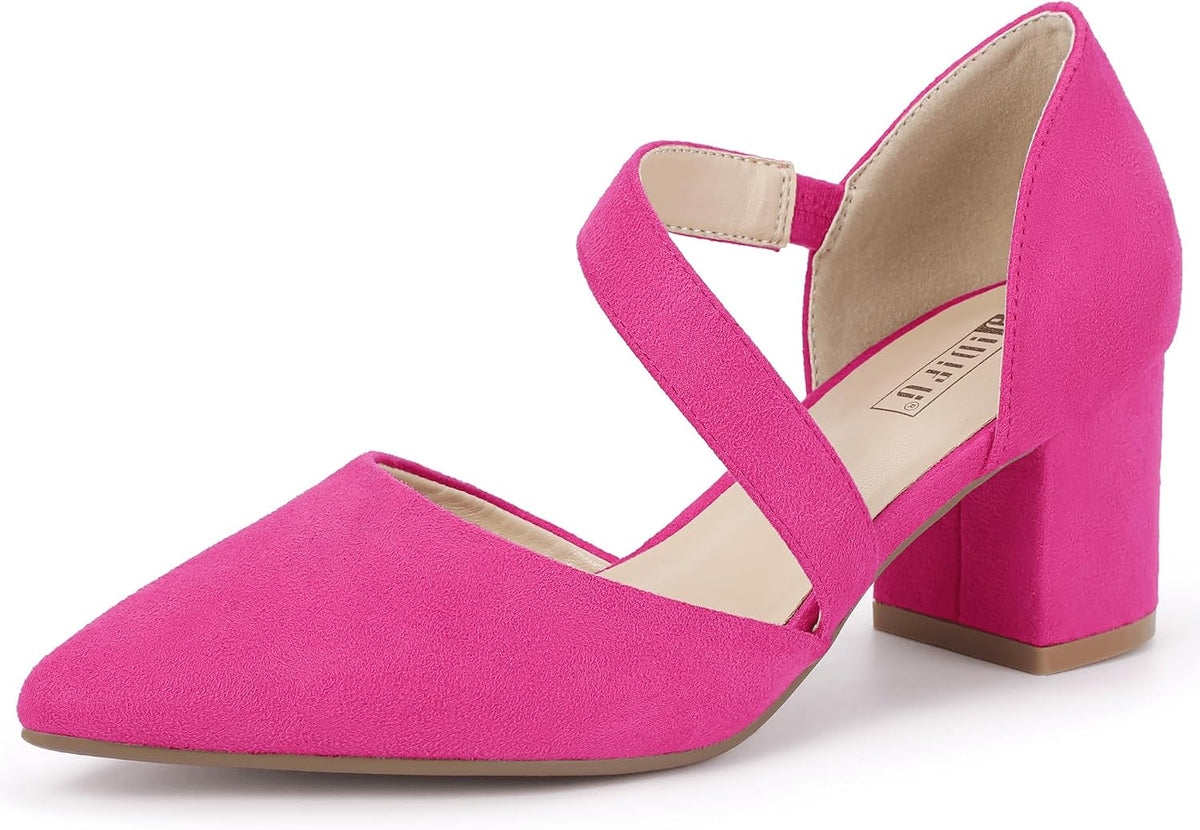Women's Pointed Toe Block Heel Pumps 2 Inch — view 7