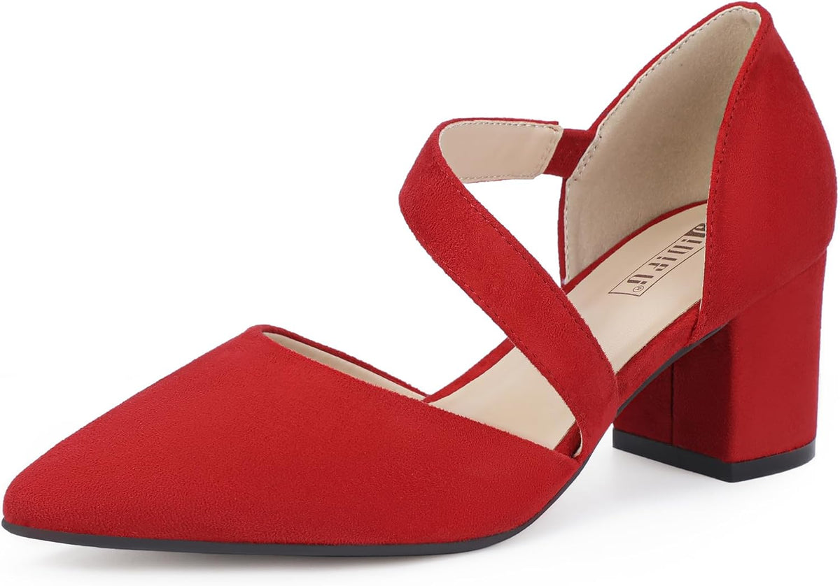 Women's Pointed Toe Block Heel Pumps 2 Inch — view 11