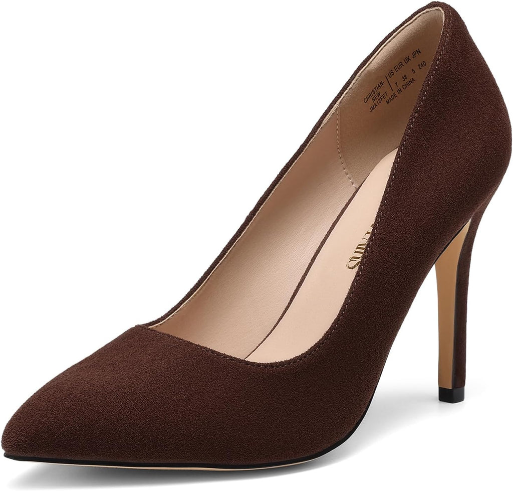 Women's Pointed Toe Stiletto Pumps - 4 Inch Heel with Padded Latex Insole and Non Slip Outsole for Weddings - 9