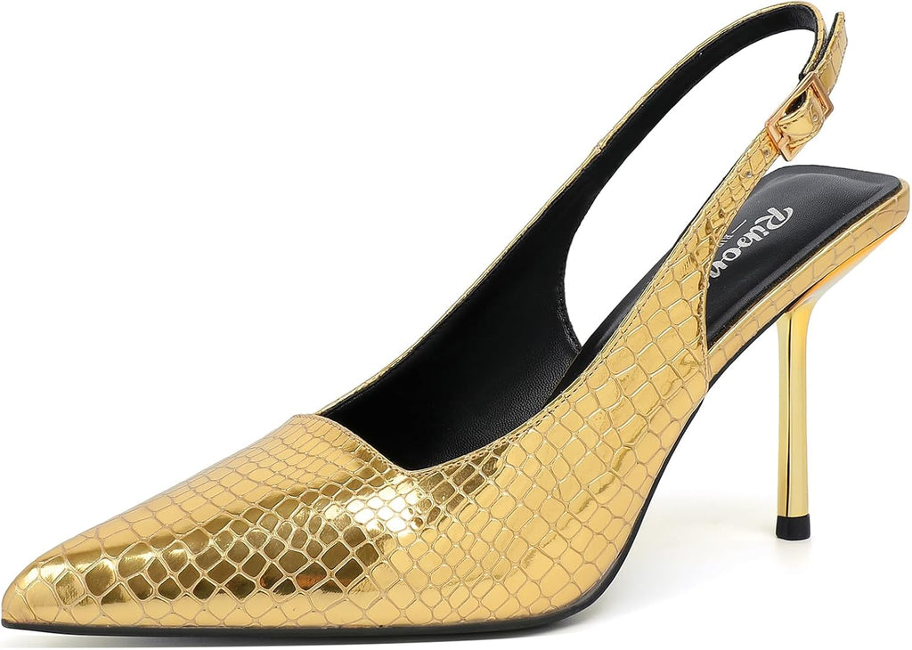 Women's Slingback Pointed Toe High Heel Pumps - Braided and Suede Finishes for Weddings and Evening Parties - 9