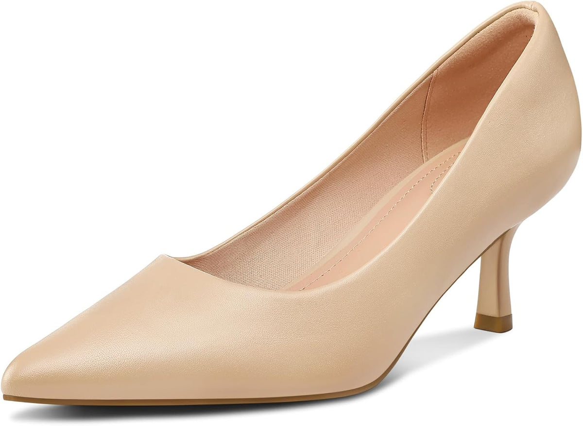 Women's Kitten Heel Pumps - 2 Inch Low Heel Closed Toe Dress Shoes in Knit, Patent and Metallic for Weddings - 7
