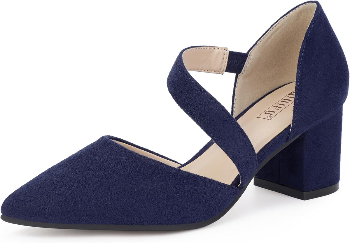 Women's Pointed Toe Block Heel Pumps 2 Inch — view 8