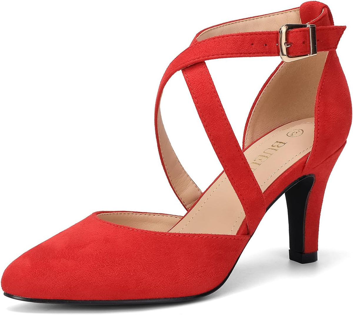 Women's Closed Toe Heel Pumps - 3 Inch Dress Shoes in Nubuck, Suede and Patent Finishes for Office Wear - 6